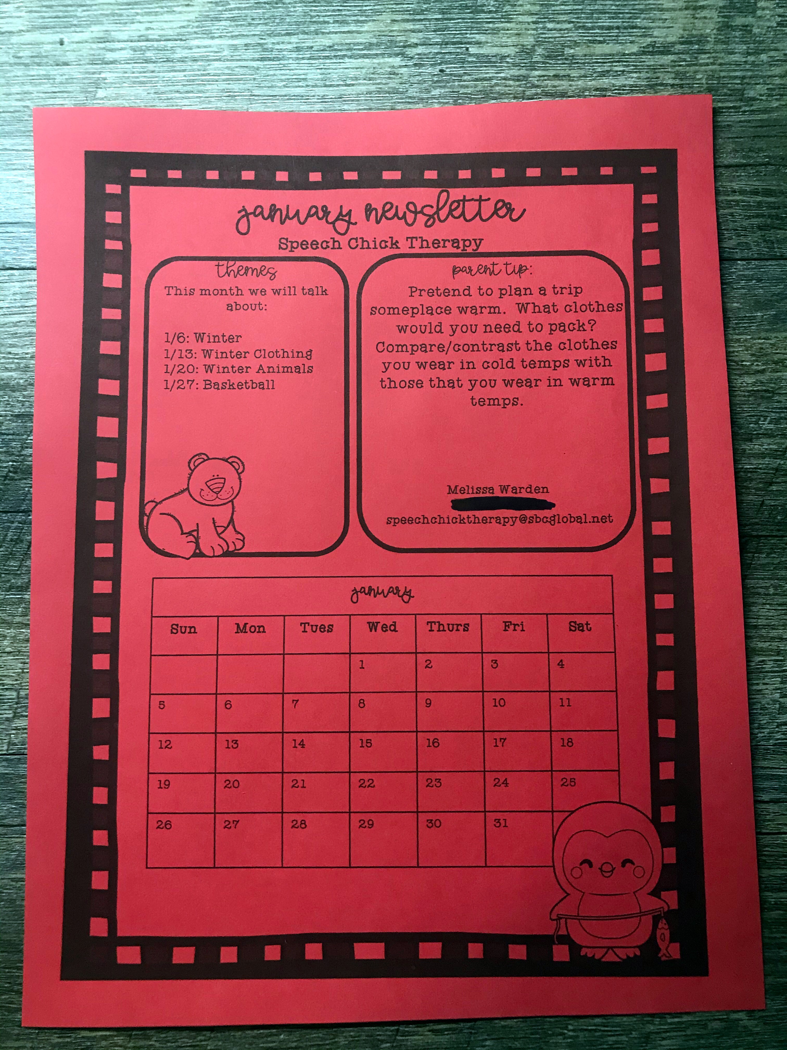 Patient Calendar for Speech Therapy