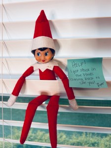 Elf on the Shelf Arrival Stuck in the Blinds
